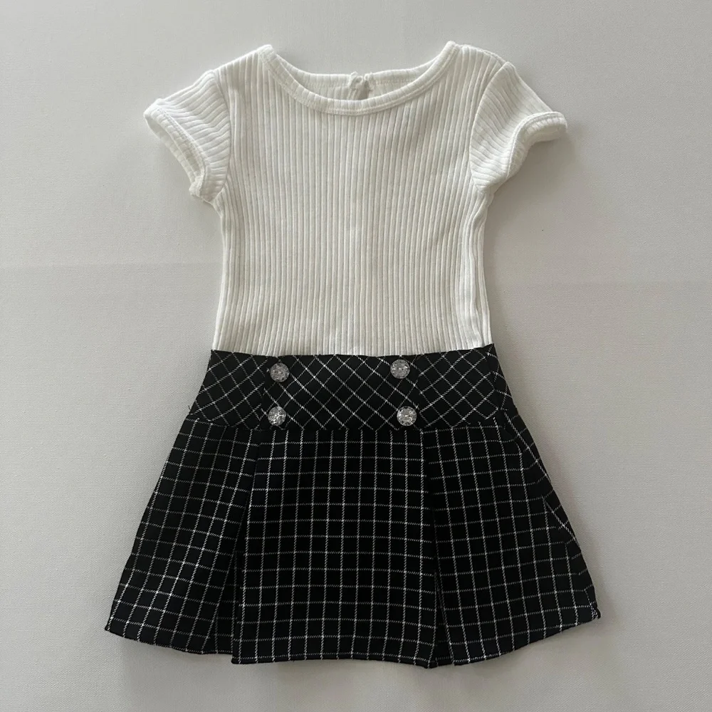 Youngland 2T 3T 4T Toddler Girl Coat Dress Set Outfit Black White NWT